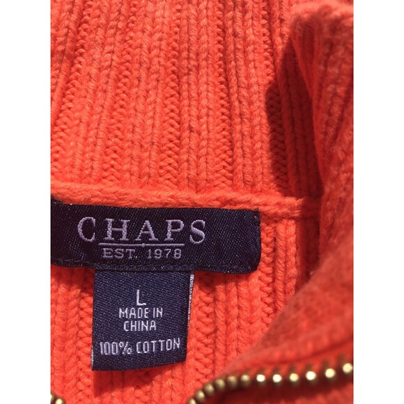 CHAPS Womens Orange 1/4 Zip Cable Knit Size Large - Picture 4 of 9